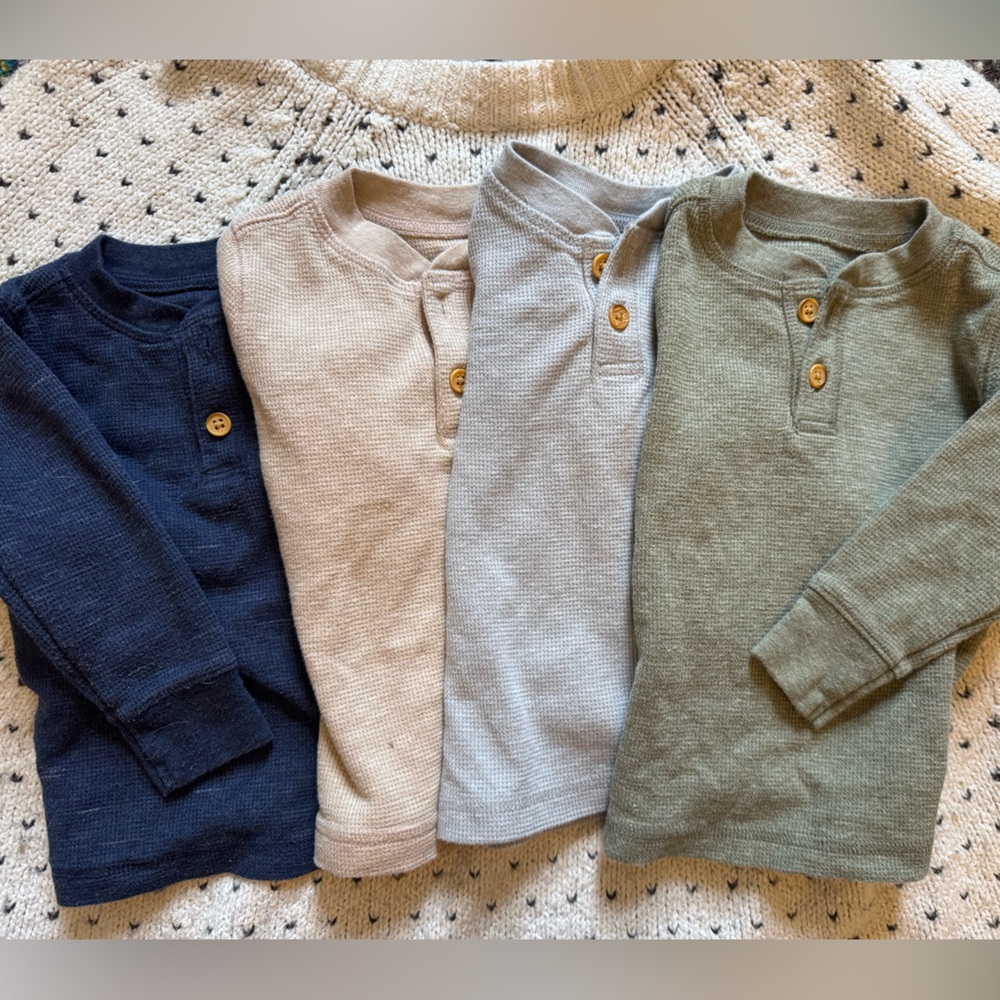 BUNDLE (4) Jumping Beans Long Sleeve Tees - Navy, Beige, Light Gray, Olive